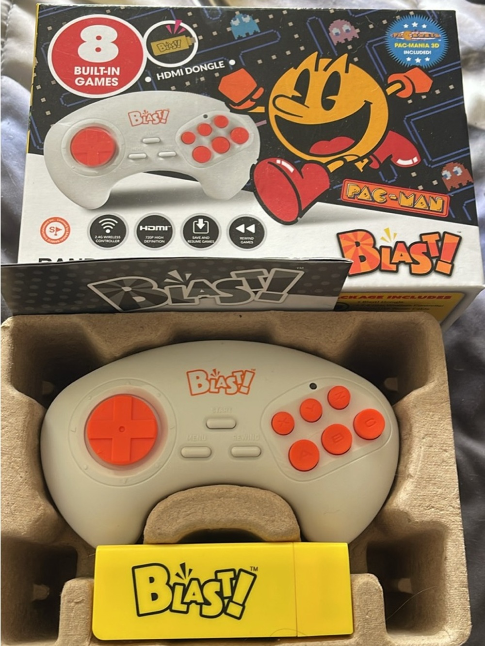 Combo 2 Blast! Retro Game Controller - White with Orange Buttons